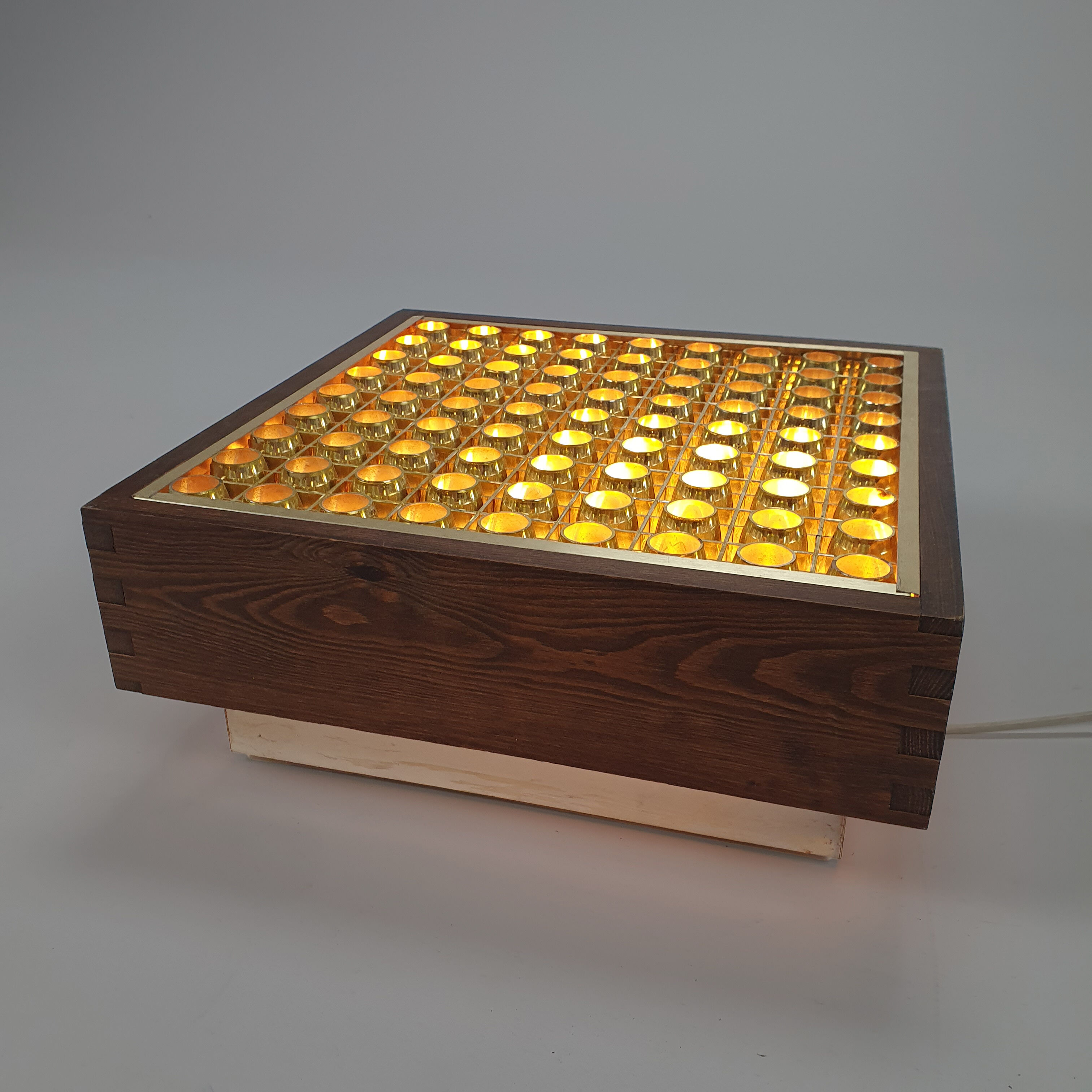 Mid century scandinavian pine and brass ceiling lamp, 1960s