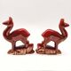 Lot of 2 Art Deco Ceramic Deer in Burgundy and Gold France