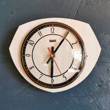 Vintage formica clock octagonal silent wall pendulum "FFR black white ash"