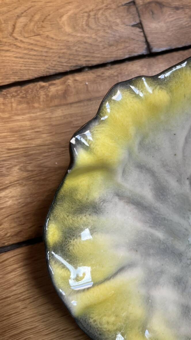 Yellow ceramic empty pocket cup by Pol Chambost