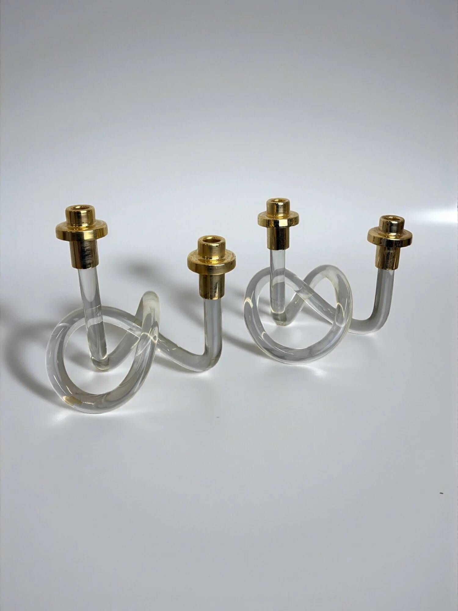 Pair of pretzel candlesticks by Dorothy Thorpe, 1970s