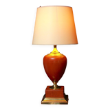 Le Dauphin leather lamp, mid-century, France, signed