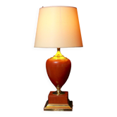Le Dauphin leather lamp, mid-century, France, signed