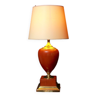 Lampe cuir Le Dauphin, milieu de siècle, France, signée