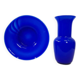 Pair of amphora vase and flat vase, vintage Murano glass.