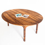 Large antique / vintage flap table. Solid waxed cherry. France, 1960s