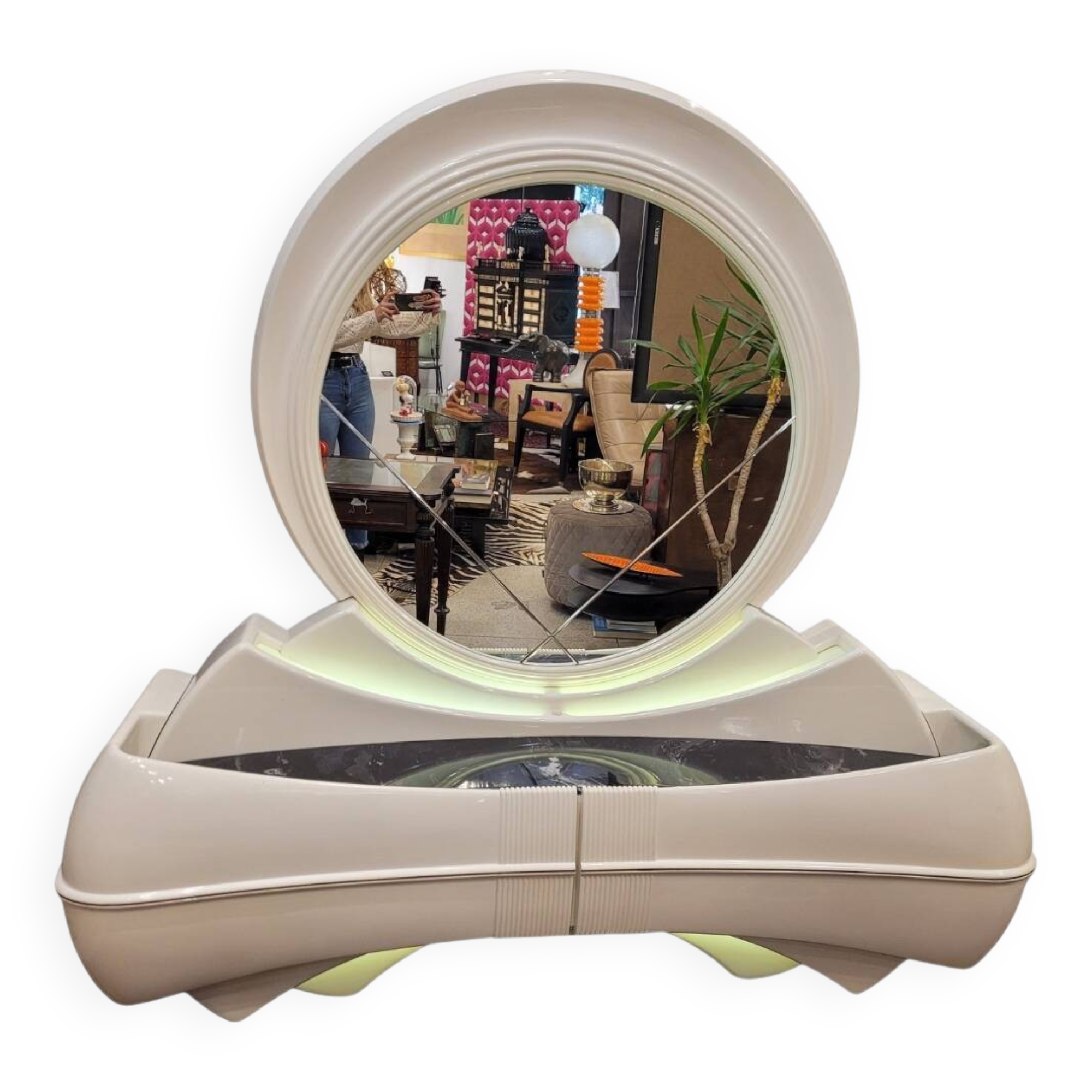 Cómoda / Tocador style Space Age, Firma DBM, lacquered wood and glass fiber, 70's – Italia