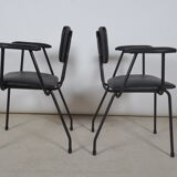 Fauteuils en skaï noir 1950