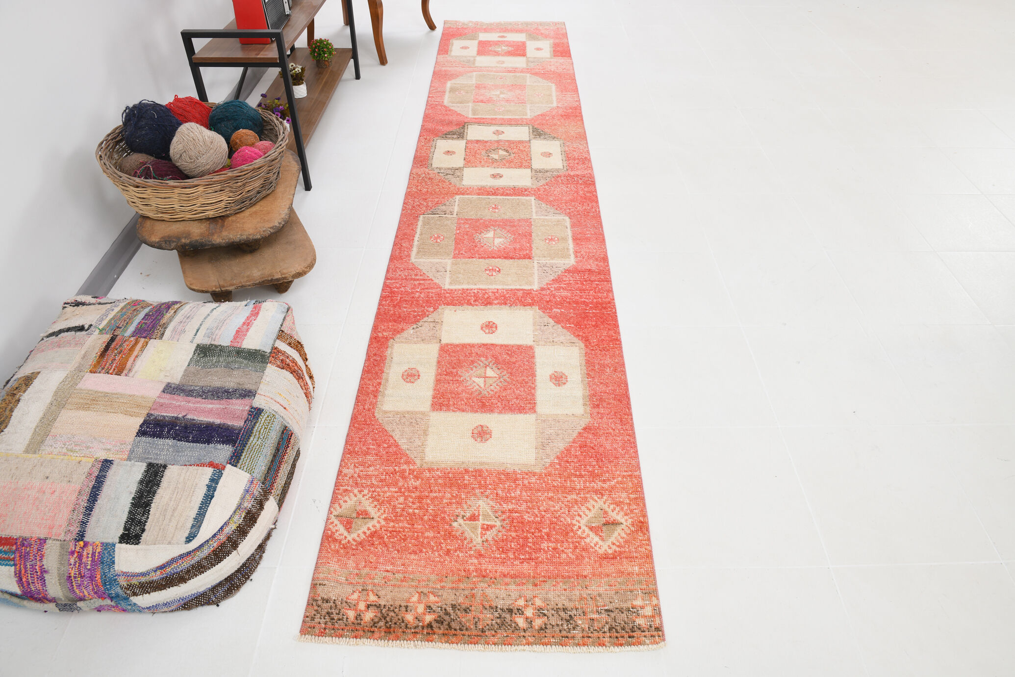 2x12 pale red turkish runner rug, 75x385cm
