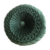 Vintage bottle green velvet round cushion