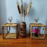 Pair of rattan bedside tables