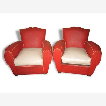 Vinyl vintage club chairs pair