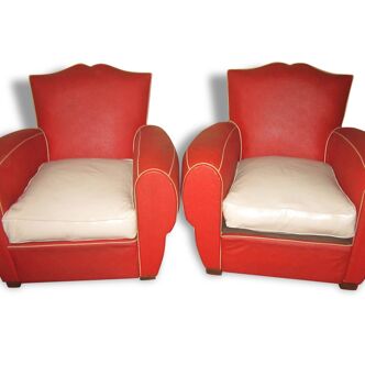Vinyl vintage club chairs pair