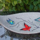 Fruit cup vintage 50s ceramic glazed style brutalist decoration butterflies