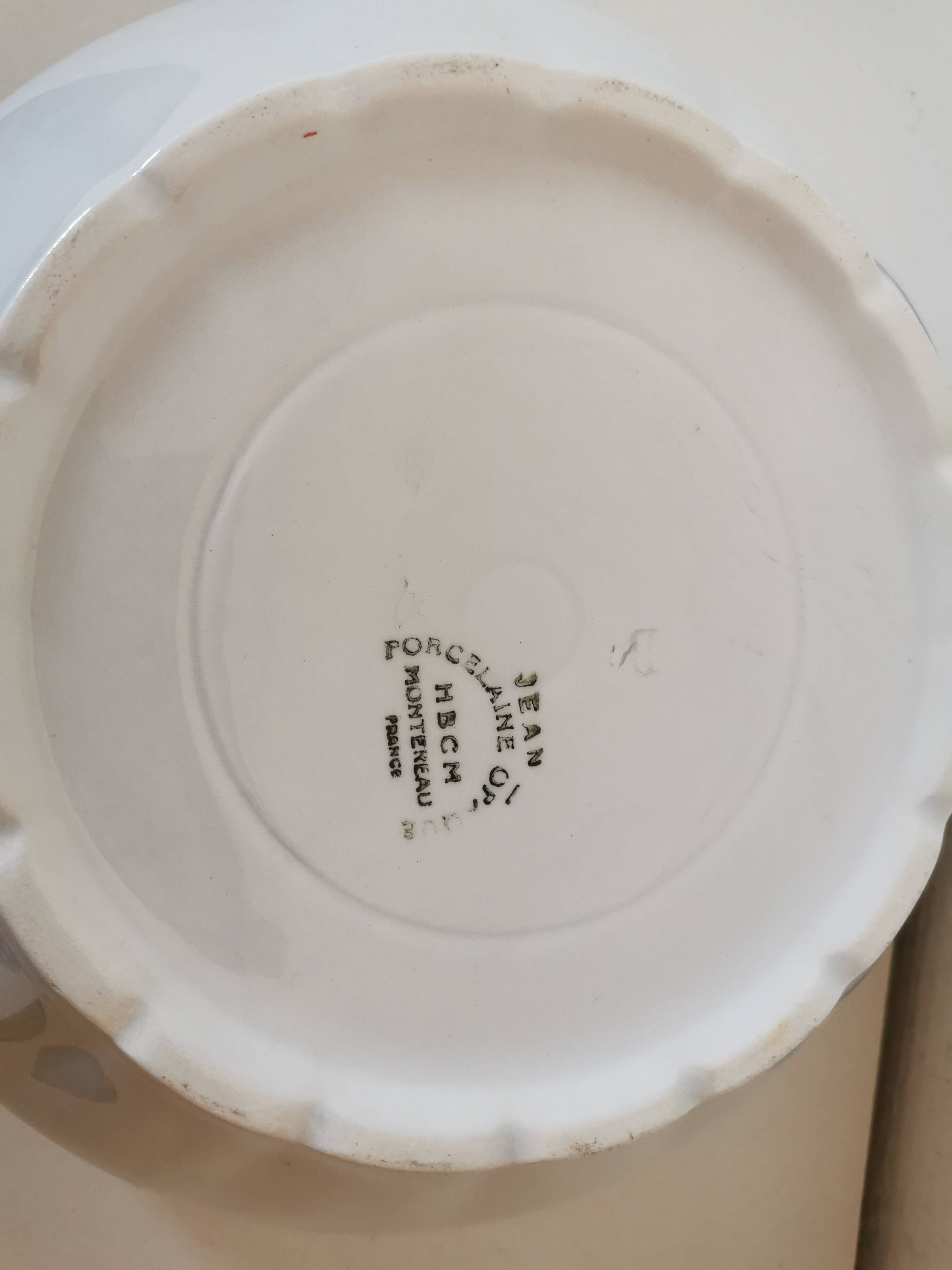 Salad bowl, porcelain bowl Creil et Montereau blue flower