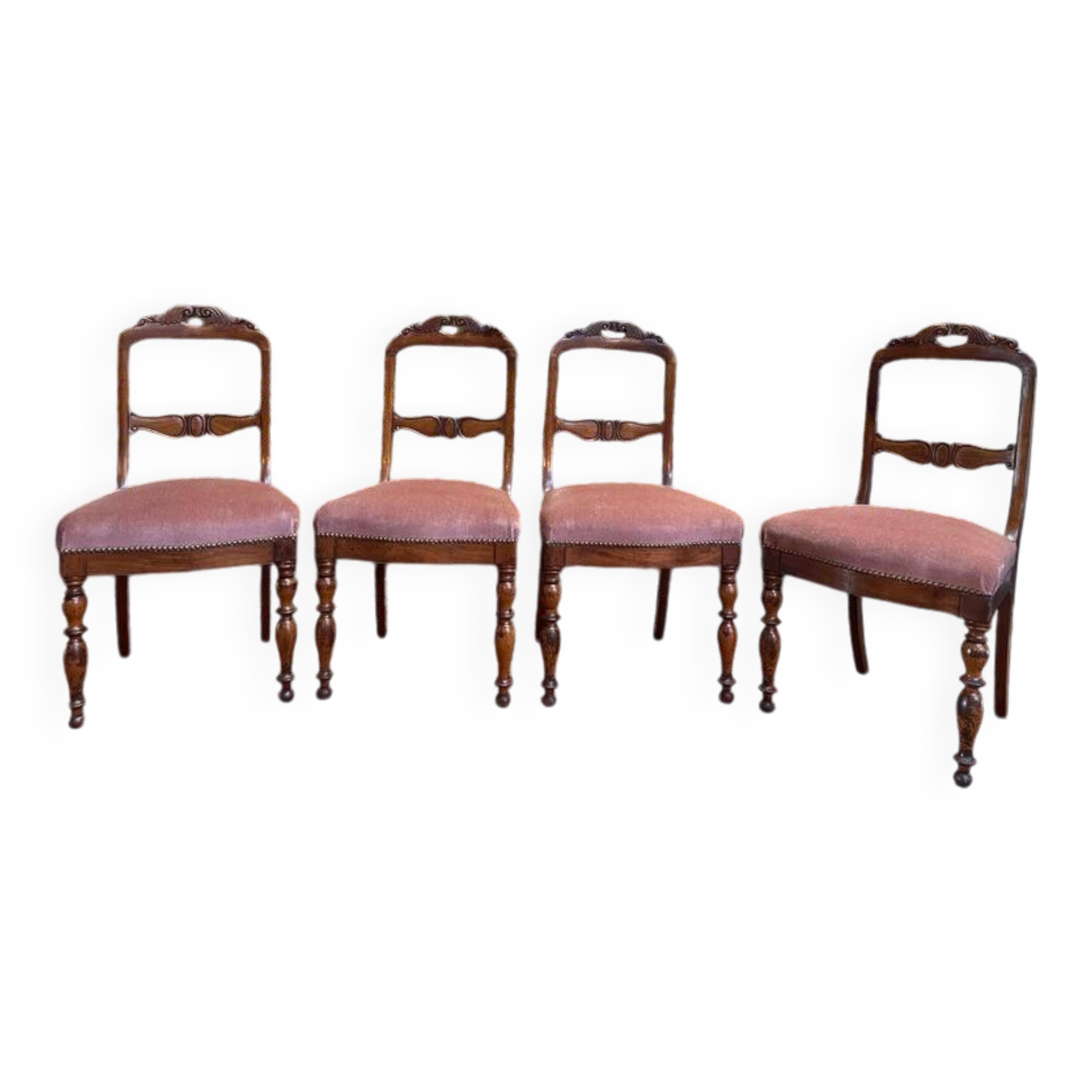 Set of 4 Napoleon III chairs with Jacob mahogany legs