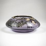 Art Deco vase in mauve glass D'Argyl with a pewter mount.