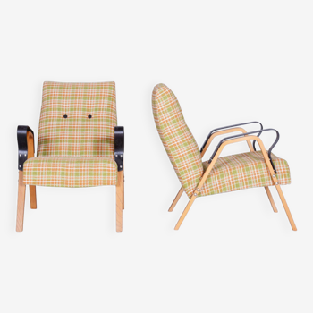 Pair of Restored Mid-Century Oak Armchairs by Tatra Pravenec, Czechia, 1950s