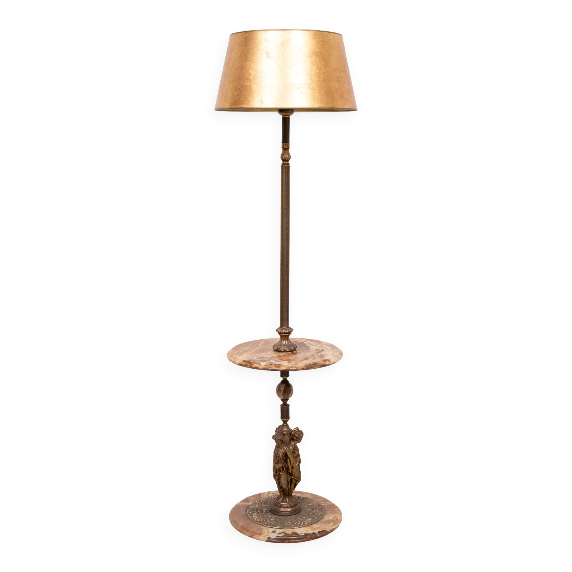 Deknudt Onyx Floor lamp with side Table 1970s Belgium
