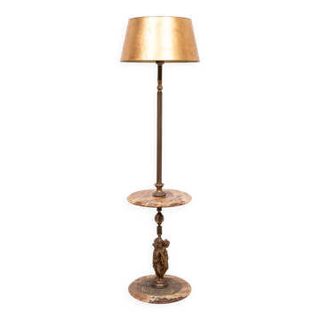 Lampadaire Deknudt Onyx avec table d'appoint années 1970 Belgique