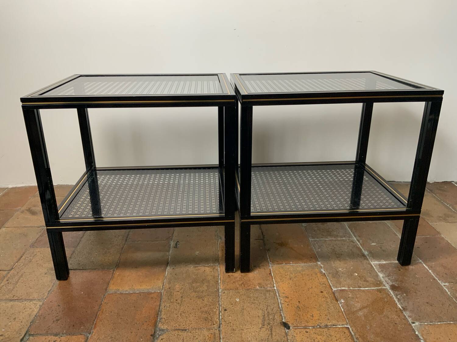 Paire de tables d’appoint vintage 70 Pierre Vandel
