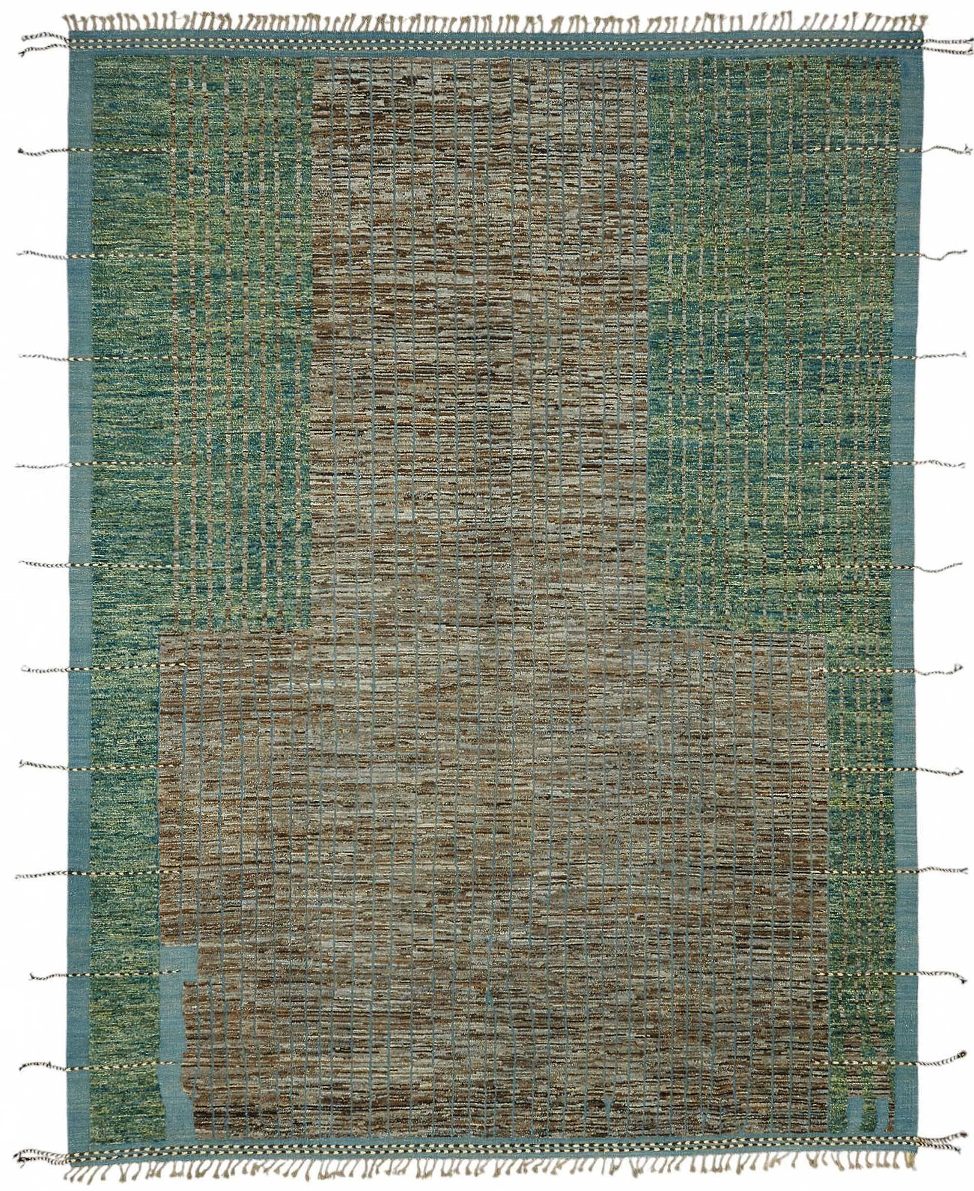Handmade Tribal Decorative 323 cm x 425 cm Green Wool Carpet