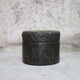 Pouf in black/green leather