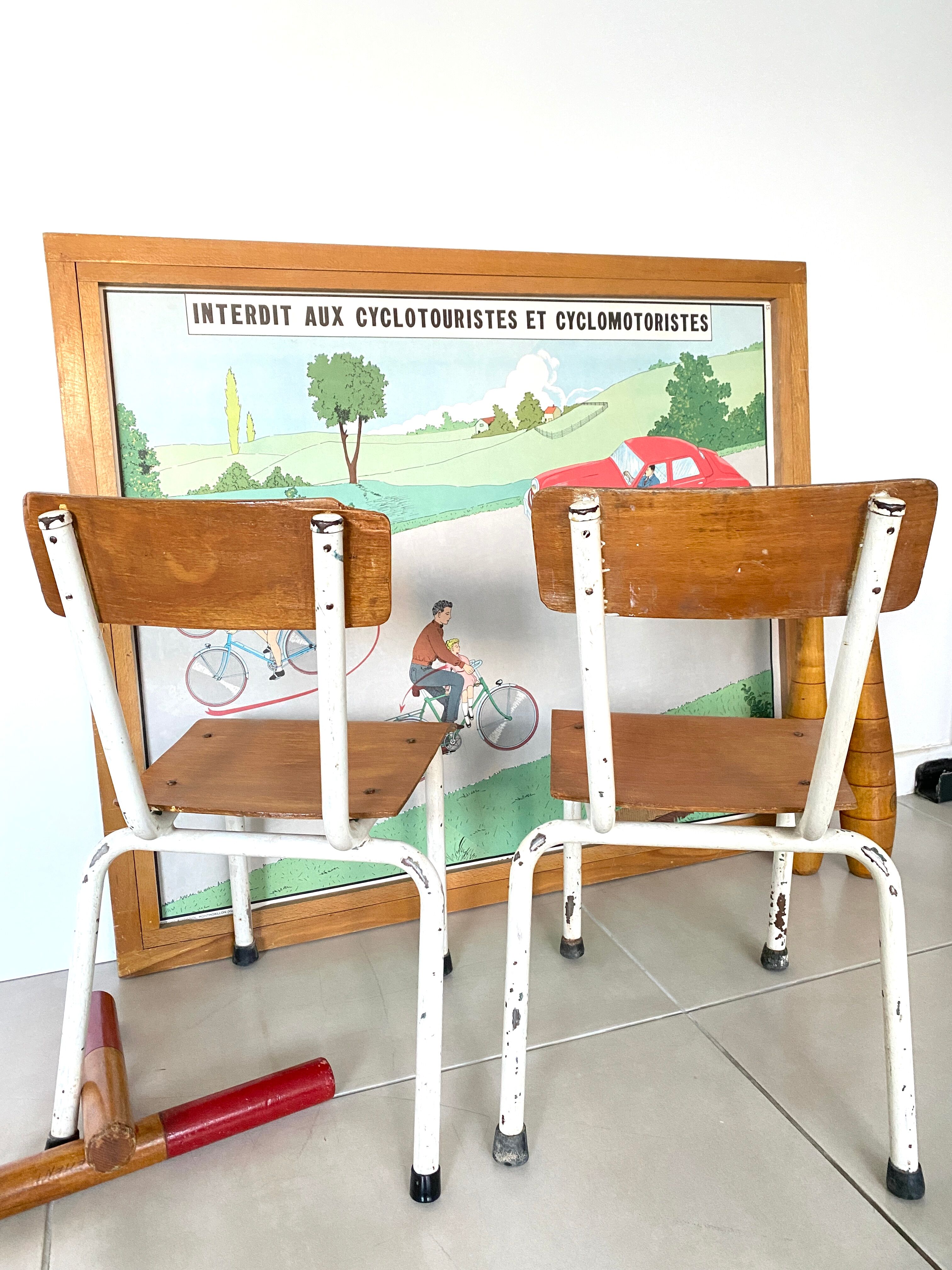 Pair of vintage school chairs