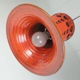 Mid century pendant light with orange ceramic shade 1970s
