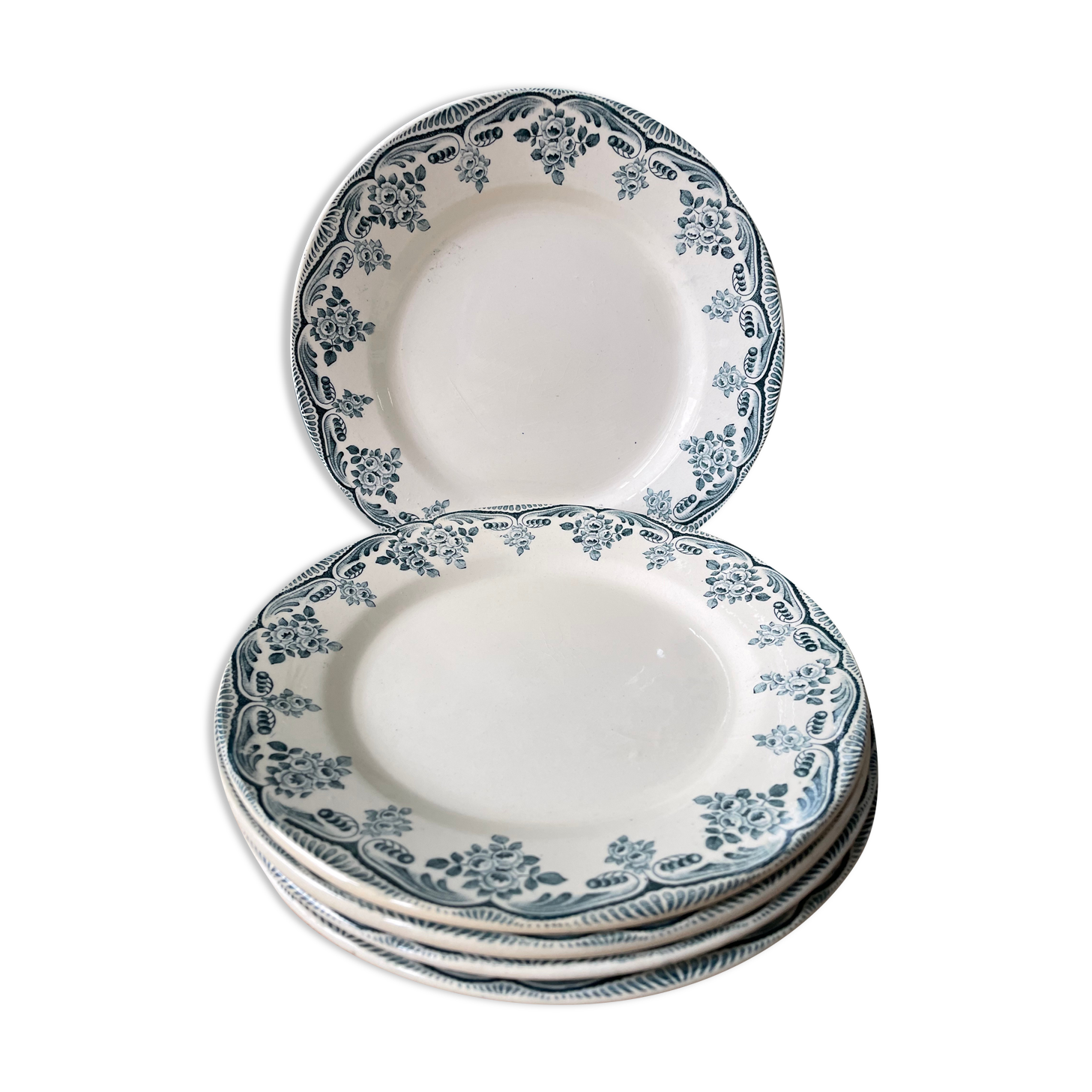 Set of 6 small plates Terre de Fer Choisy le Roi, Bordeaux collection
