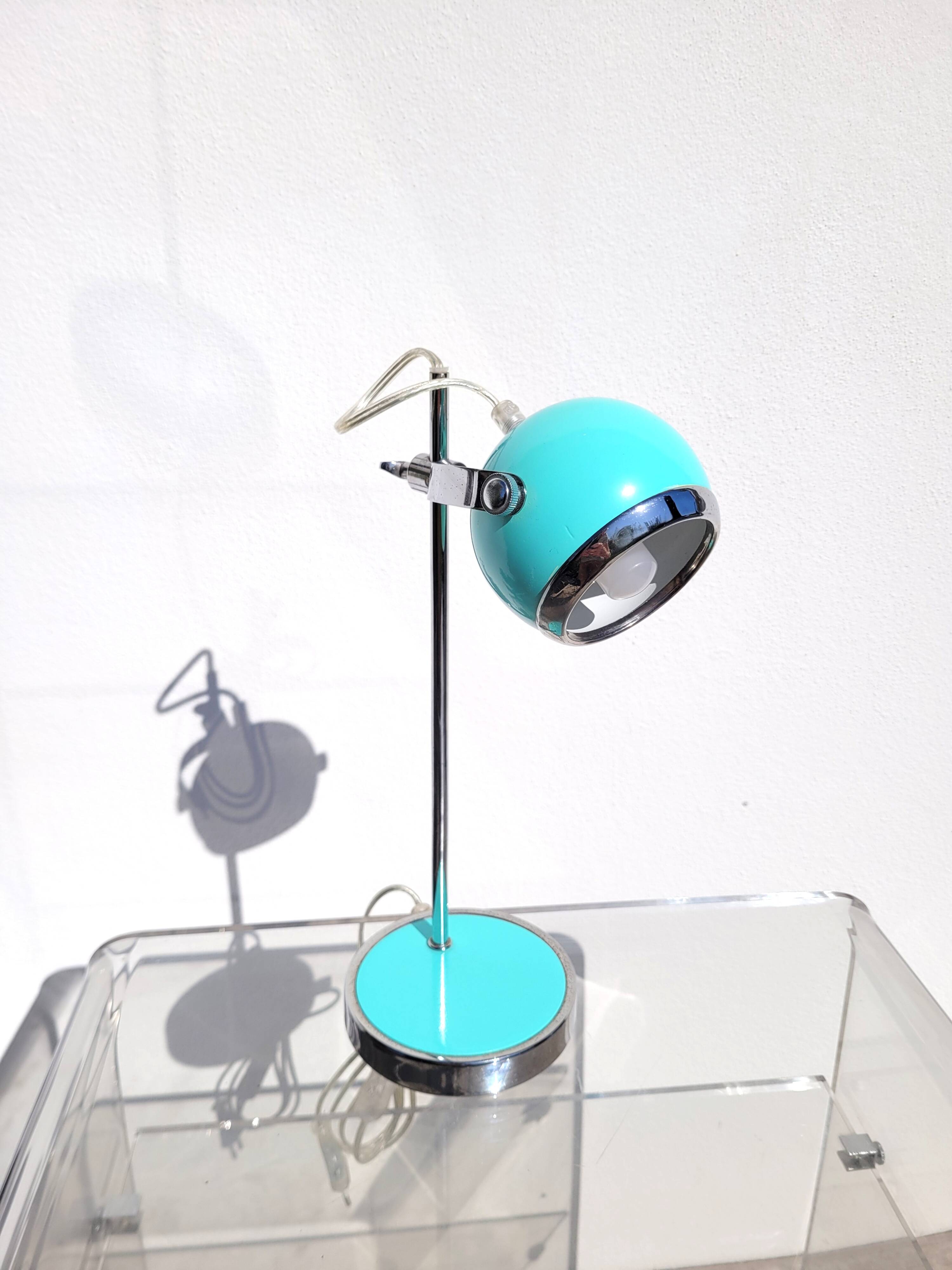 Mint and chrome eyeball lamp