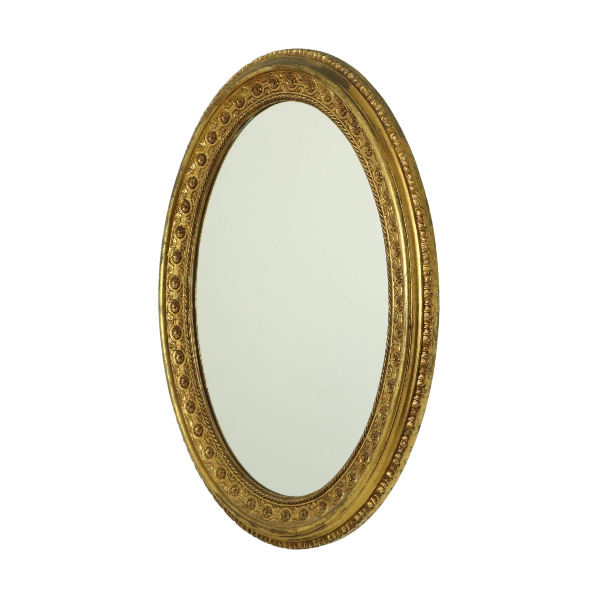 Large Oval Classic Mirror Gold Leaf Baroque Style Flowers 85cm