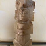 Carved onyx lamp – Pre-Columbian/Aztec style – Vintage