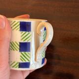 Set of 6 Digoin Sarreguemines Plaid cups and saucers