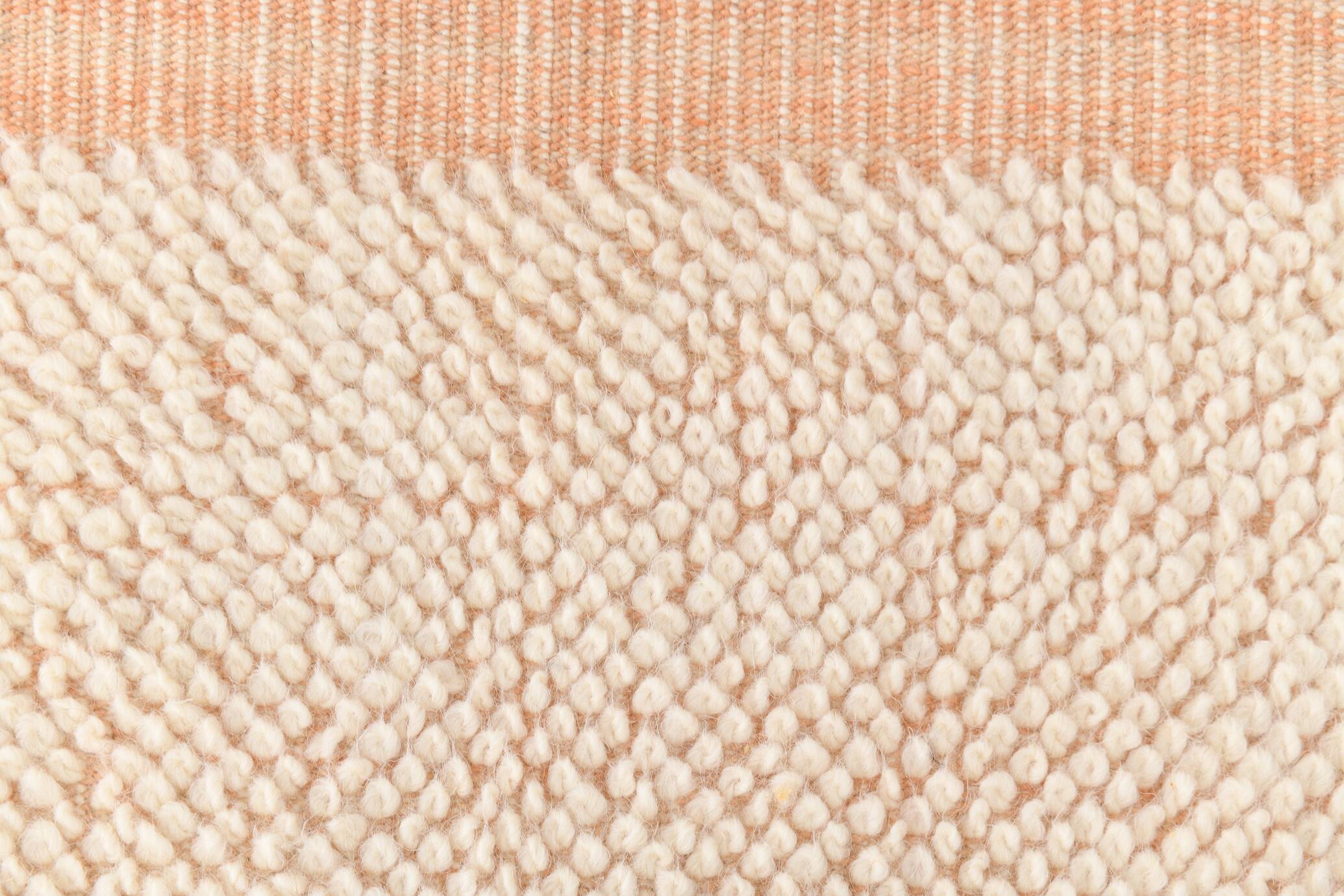 4x7 Salmon Beige Handmade Turkish Vintage Rug