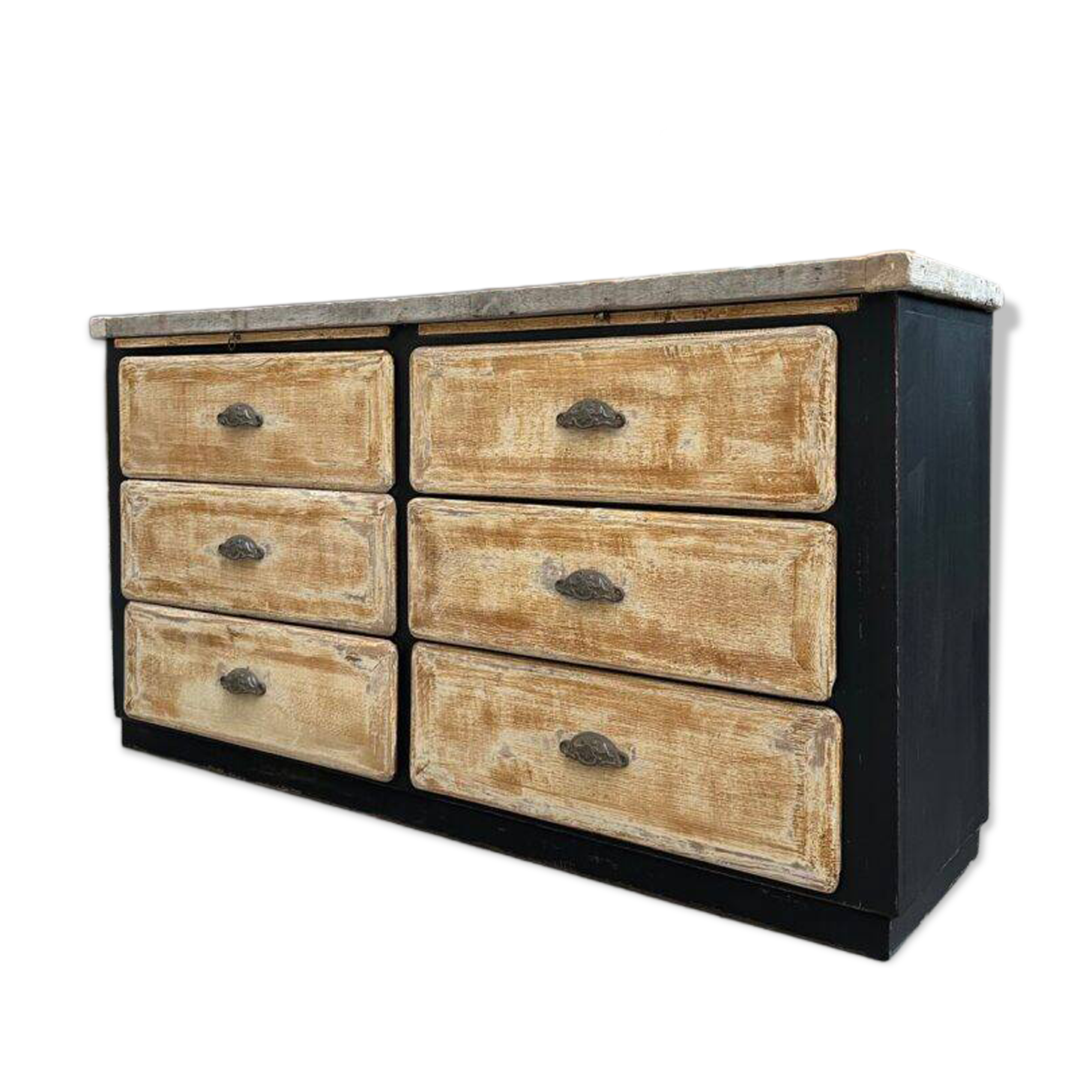 Old workshop furniture with 6 drawers.