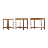 Vintage 1970s set of 3 Nesting / Stacking Oak Tables, style of Henning Kjær