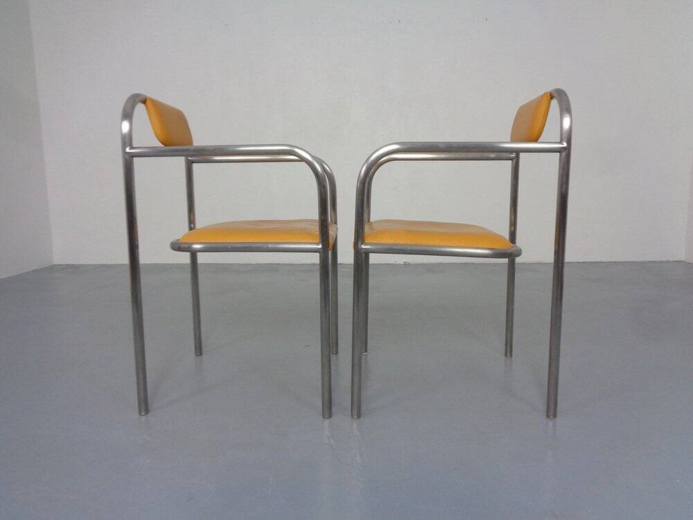 Set of Minimalist Tubular Steel Armchairs by Thomas Wendtland, 1970s
