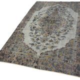Handmade distressed oriental 1980s 169 cm x 263 cm grey rug