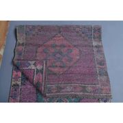 Vintage Purple Pink Natural Turkish Hand-Knotted Runner 82x355
