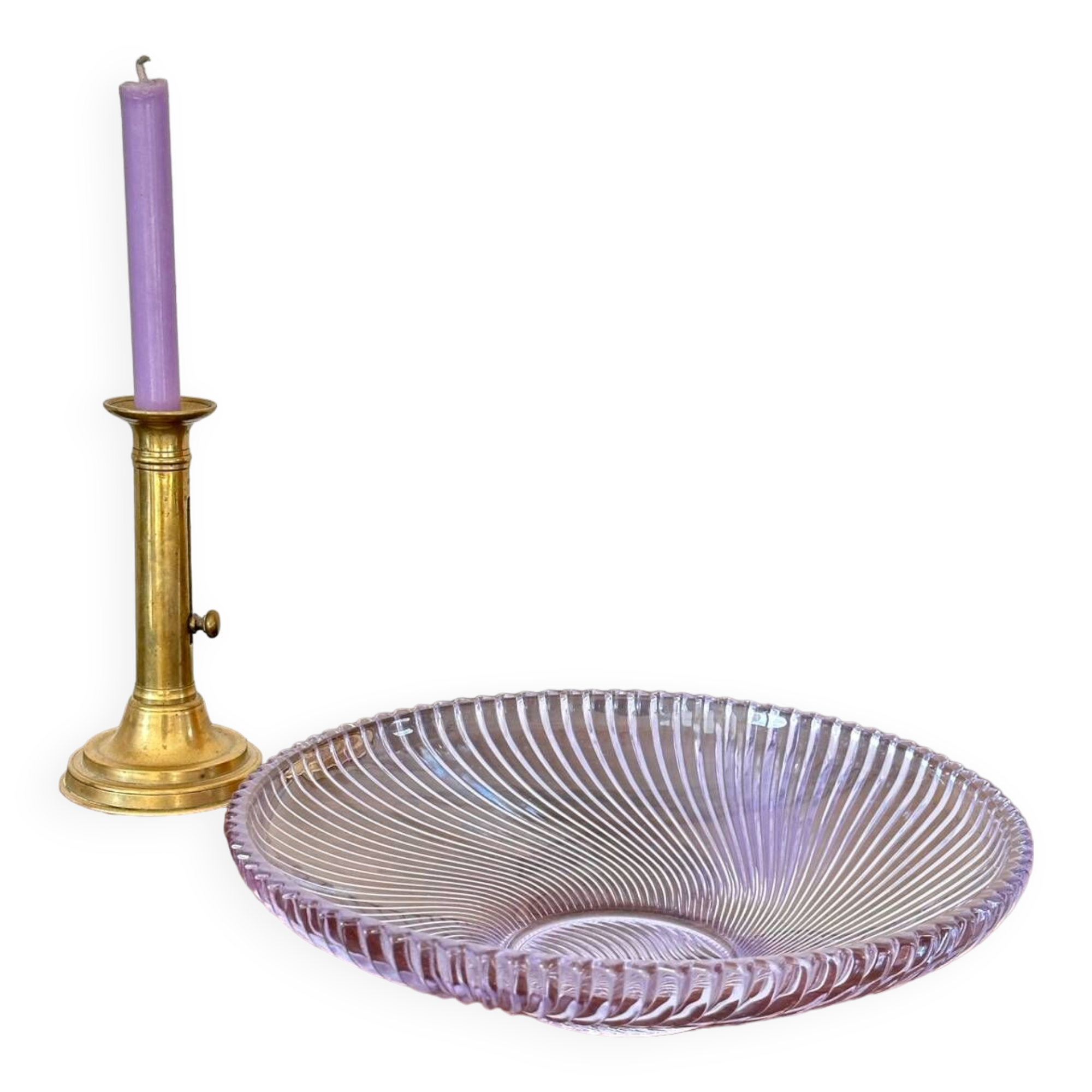 The lilac molded glass compote bowl.