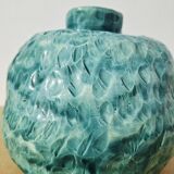 Turquoise round vase 1970 signed