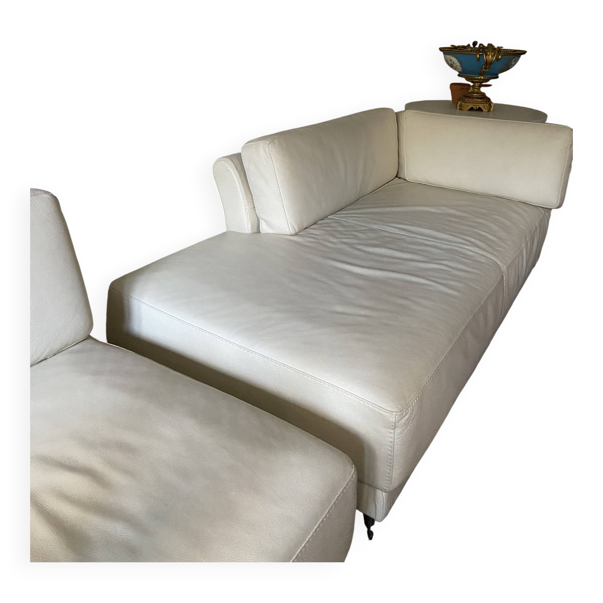 Vintage leather daybed and chaise longue by Habitat