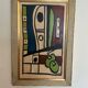 Peinture abstraite moderniste – Signée – Huile sur toile avec cadre en bois