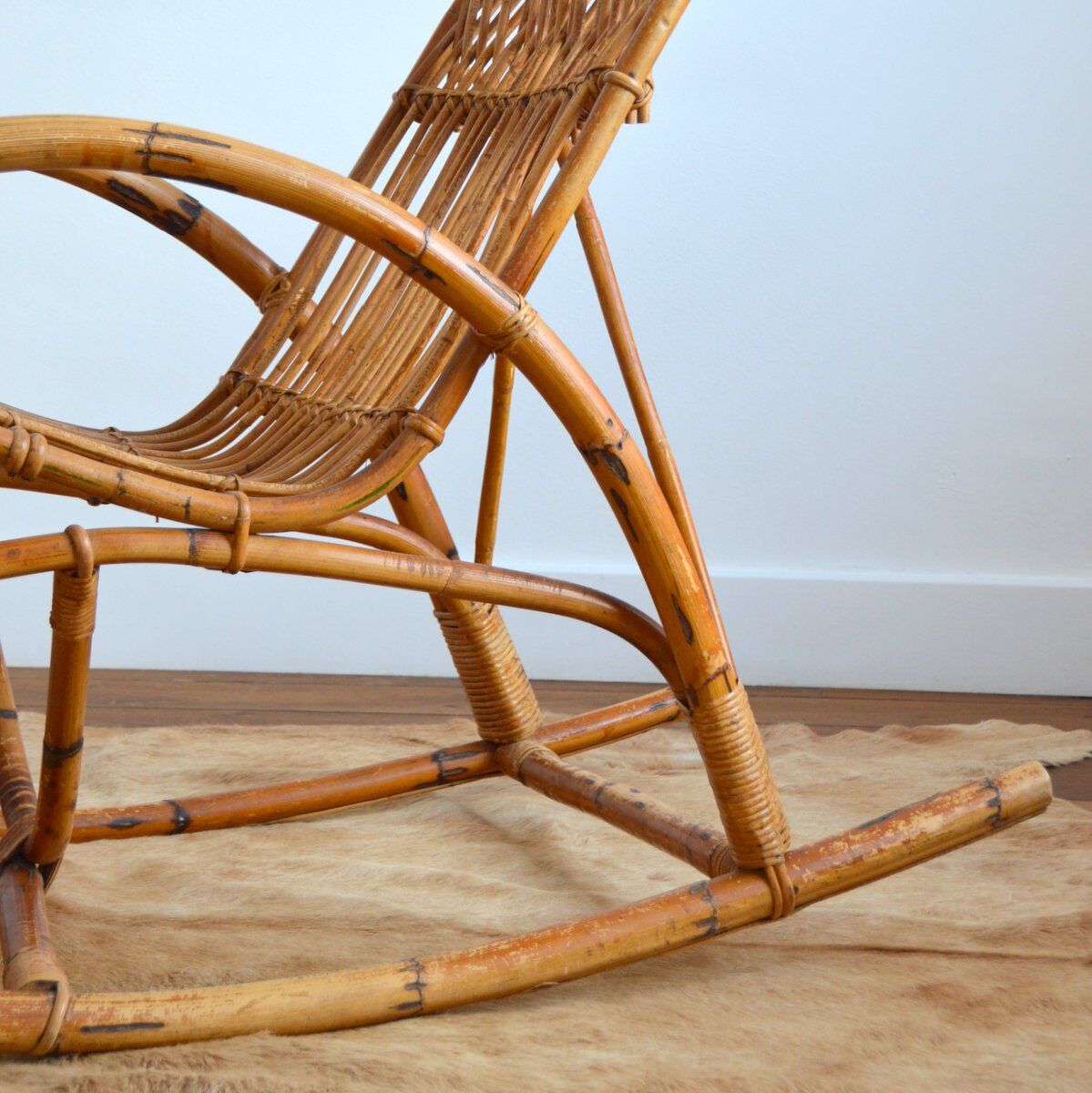 Rattan rocking chair Rohe Noordwolde 50s / 60s