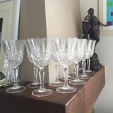 12 large cut crystal wine glasses