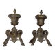 Pair of Louis XIV style andirons in bronze after a design by André-Charles Boulle.