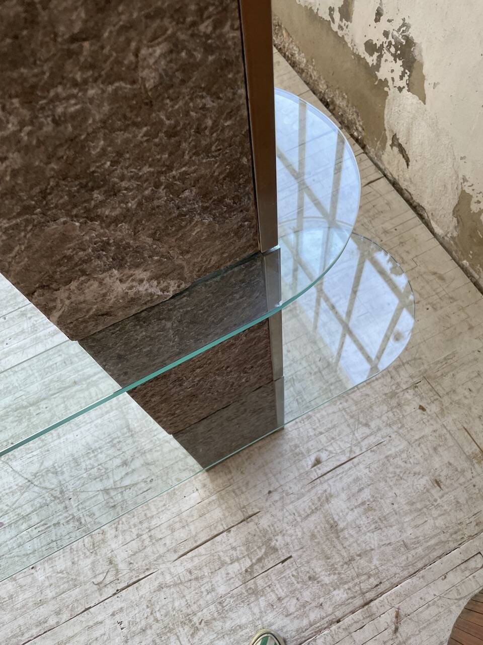 Roche Bobois stone and glass sculpture shelf 1970s