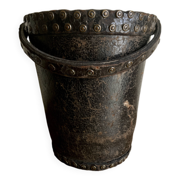 Studded leather wastepaper basket Arts & Crafts 1920 popular art