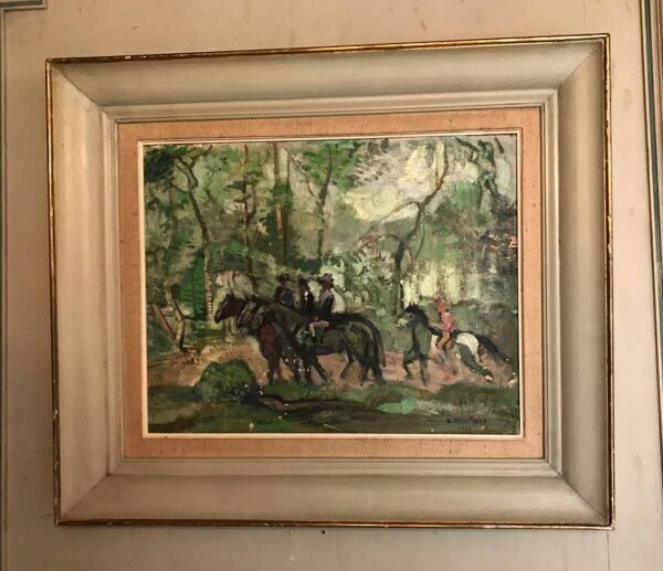 Huile sur carton signée E Wiethase 1950